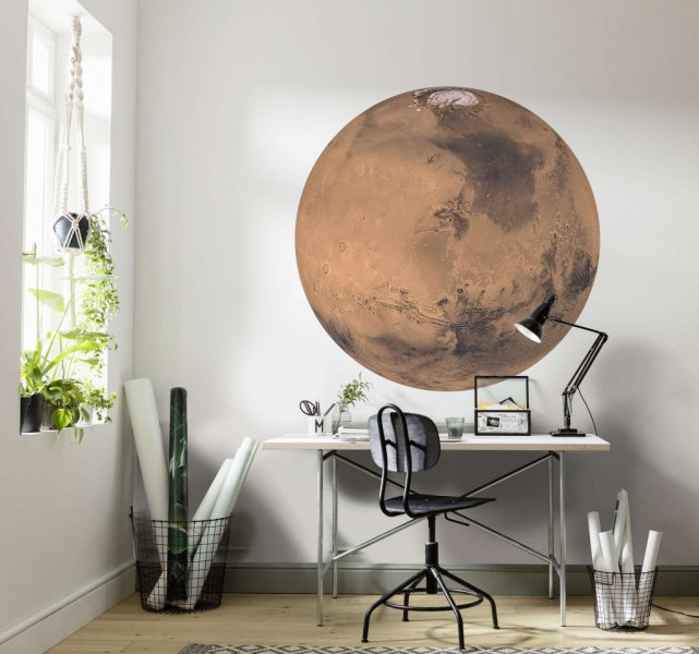 Kulatá samolepicí fototapeta Rudá planeta Mars D1-018 / kruhová vliesová foto tapeta Mars (ø 125 cm) kulaté fototapety Komar Dots