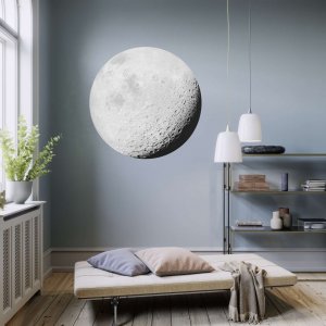 Kulatá samolepicí fototapeta Povrch Měsíce D1-020 / kruhová vliesová foto tapeta Luna (ø 125 cm) kulaté fototapety Komar Dots