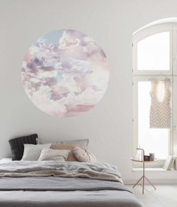 Kulatá samolepicí fototapeta Pastelová obloha, nebe, mraky D1-010 / kruhová vliesová foto tapeta Candy Sky (ø 125 cm) kulaté fototapety Komar Dots