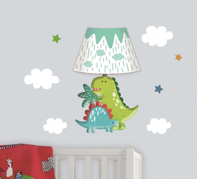 Samolepicí dekorace na zeď svítící LED lampička dinosaurus 10544 Room Decor 19cm