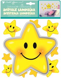 Samolepicí dekorace na zeď svítící LED lampička hvězdička 10551 Room Decor 18cm