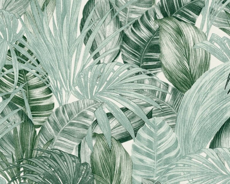 Vliesová tapeta 368201 zelené palmové a fikusové listy / Tapety na zeď 36820-1 Greenery (0,53 x 10,05 m) A.S.Création