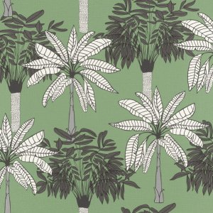 Vliesová tapeta 537833  zelená, šedé, bílé palmy / Tapety na zeď Club Botanique (0,53 x 10,05 m) Rasch