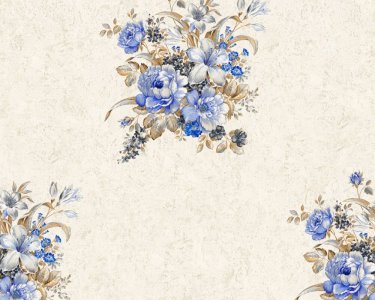 Vliesová tapeta 37225-2 zámecká, květy modrá / Vliesové tapety na zeď 372252 Romantico (0,53 x 10,05 m) A.S.Création