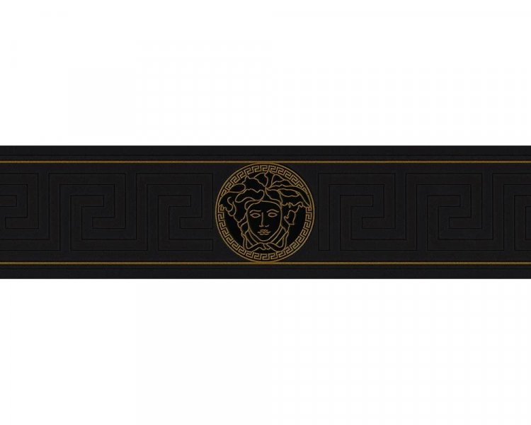 Luxusní vliesová bordura tapeta 93522-4 zlatá černá geometrická / Bordury tapety na zeď 935224 Versace 3 (0,13 x 10,05 m) A.S.Création