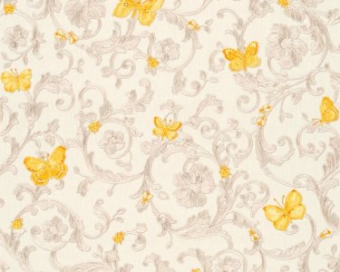 Luxusní zámecká vliesová tapeta 34325-3 se žlutými  motýlky / Tapety na zeď 343253 Versace 3 (0,70 x 10,05 m) A.S.Création
