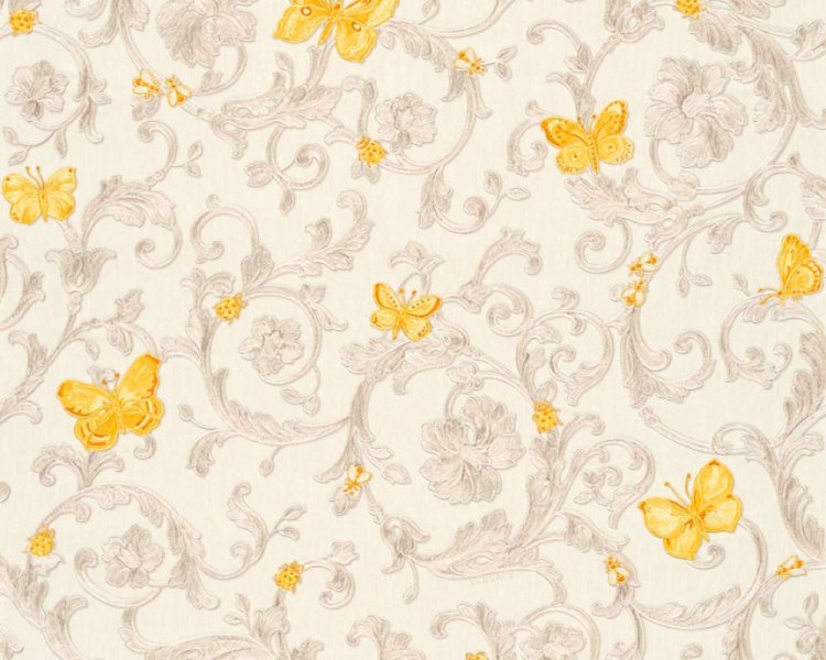 Luxusní zámecká vliesová tapeta 34325-3 se žlutými  motýlky / Tapety na zeď 343253 Versace 3 (0,70 x 10,05 m) A.S.Création