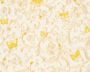 Luxusní zámecká vliesová tapeta 34325-1 se žlutými  motýlky / Tapety na zeď 343251 Versace 3 (0,70 x 10,05 m) A.S.Création