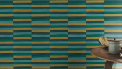 Vliesová tapeta zelená, modrá, žlutá, pruhy 418736 / Vliesové tapety na zeď Club (0,53 x 10,05 m) Rasch