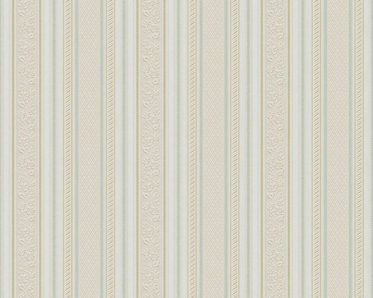 Papírová tapeta 7656-66 barokní, pruhy, zlatá, zelená / Papírové tapety na zeď 765666 Concerto 3 (0,53 x 10,05 m) A.S.Création