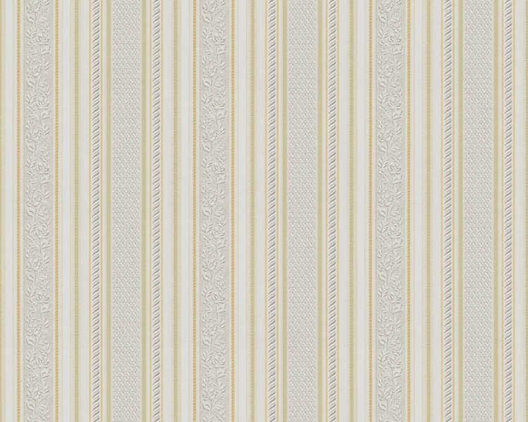 Papírová tapeta 7656-42 barokní, pruhy zlaté bílé / Papírové tapety na zeď 765642 Concerto 3 (0,53 x 10,05 m) A.S.Création