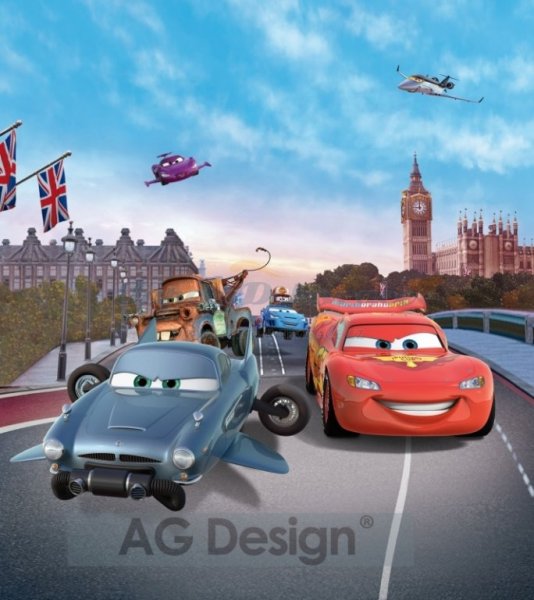Fototapeta Auta v Londýně FTDNXL-5103 / Fototapety 2 dílné Disney Cars in London (180 x 202 cm) AG Design