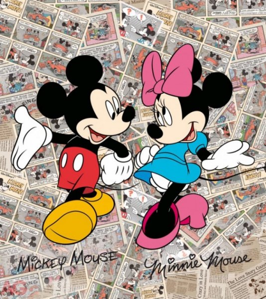 Papírová fototapeta pro děti 2 dílná Mickey a Minnie comics FTDXL1936 / Dětské papírové fototapety na zeď Disney FT1936 AG Design (180 x 202 cm)