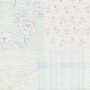 Vliesová tapeta s květinovým kostkovaným vzorem, venkovský styl – kombinace barev modrá, krémová, zelená, šedá, růžová - matná, mírně strukturovaná vliesová tapeta na zeď od A.S.Création z kolekce Maison Charme