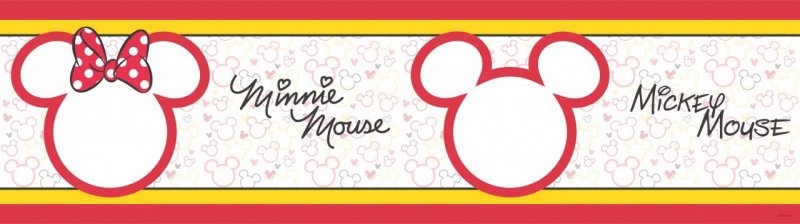 Samolepicí bordura pro děti Minnie a Mickey WBD8096 (10 cm x 5 m) / Mickey Mouse Cute WBD 8096 Dětské samolepicí bordury AG Design