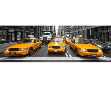Samolepicí fototapeta na kuchyňskou linku Žluté taxi KI180-041 / Fototapety do kuchyně Dimex (180 x 60 cm)