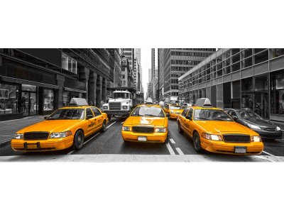 Vliesová fototapeta Taxi ve městě 375 x 150 cm panoramatická + lepidlo zdarma / MP-2-0008 vliesové fototapety na zeď DIMEX
