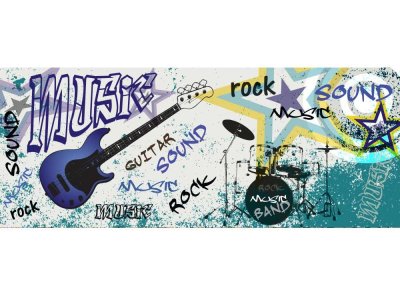 Vliesová fototapeta Modrá kytara 375 x 150 cm panoramatická + lepidlo zdarma / MP-2-0323 vliesové fototapety na zeď DIMEX