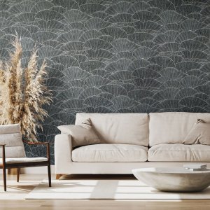 Designová tapeta mořské mušle,  barva tmavě modrá,  65005HTM SEASHELL BLACK BLUE / exkluzivní vliesová tapeta na zeď 65005-HTM FEEL! (0,53 x 10,05 m) Hohenberger