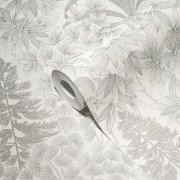 Vliesová tapeta květy, listy - bílá, šedá, stříbrná 4002391282 (0,53 x 10,05 m) A.S.Création