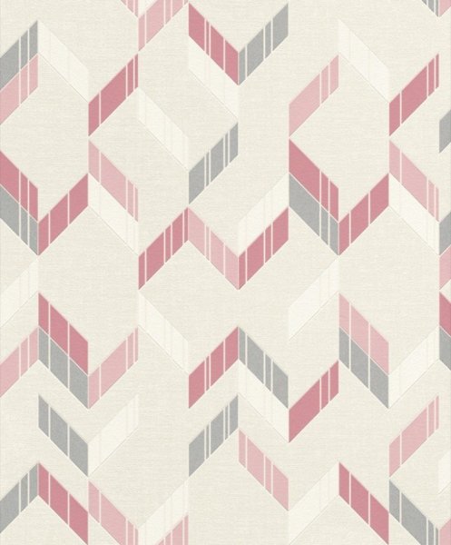 Vliesová 3D tapeta 402827 geometrická růžová, bílá / Vliesové tapety na zeď Uptown (0,53 x 10,05 m) Rasch