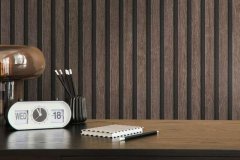Vliesová tapeta s motivem dřevěných lamel v kombinaci hnědé a černé barvy, jemně strukturovaný matný povrch - kolekce ELEMENTS II od A.S.Création