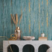 Vliesová tapeta modrá, zlatá betonová stěrka, beton 0,53 x 10,05 m / Tapety na zeď City Romance 35167 Marburg