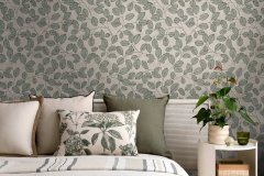 Vliesová tapeta šedá, zelená - rostlinný vzor 791481 / Tapety na zeď Nordic Feeling (0,53 x 10,05 m) A.S.Création