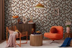 Vliesová tapeta chmýří odkvetlé pampelišky - hnědá, šedá, červená 791514 / Tapety na zeď 79151-4 Nordic Feeling (0,53 x 10,05 m) A.S.Création