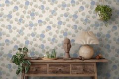 Vliesová tapeta chmýří odkvetlé pampelišky - zelená, krémová, modrá 791511 / Tapety na zeď 79151-1 Nordic Feeling (0,53 x 10,05 m) A.S.Création