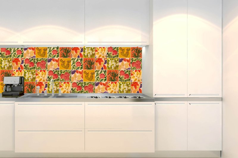 Samolepicí fototapeta na kuchyňskou linku Malované kachličky 180 x 60 cm / KI-180-166 / Fototapety do kuchyně Dimex