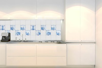 Samolepicí fototapeta na kuchyňskou linku Modré kachličky 180 x 60 cm / KI-180-167 / Fototapety do kuchyně Dimex