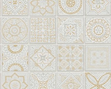 Vliesová tapeta 3D mozaika, strukturovaná, béžová, zlatá, šedá, metalická, bílá 389211 / 38921-1 Tapety na zeď Terra (0,53 x 10,05 m) A.S.Création