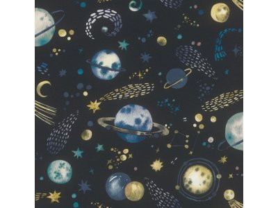 Dětská vliesová tapeta černá, modrá - vesmír, planety 300956 / Tapety na zeď Kids world (0,53 x 10,05 m) Rasch