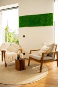 Nástěnný akustický panel s pravým mechem v sytě zelené barvě na filcovém podkladu, rozměr 52 x 52 cm z kolekce Modular Wall A.S.Création - DD136676