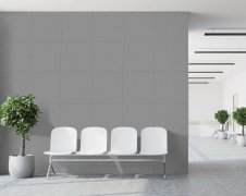 Akustický stěnový panel s geometrickým motivem, šedý filc, materiál rPET-plsť, rozměr 52 x 52 cm z kolekce Modular Wall A.S.Création - DD136735
