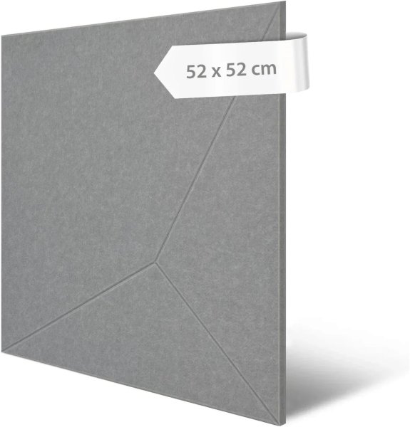 Akustický panel geometrický motiv, šedý filc, materiál rPET-plsť, 52 x 52 cm / stěnový obklad Modular Wall 136735 AS Création