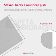 Akustický stěnový panel s geometrickým motivem, šedý filc, materiál rPET-plsť, rozměr 52 x 52 cm z kolekce Modular Wall A.S.Création - DD136735