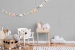 Akustický stěnový panel s geometrickým motivem, světle šedý filc, materiál rPET-plsť, rozměr 52 x 52 cm z kolekce Modular Wall A.S.Création - DD136737