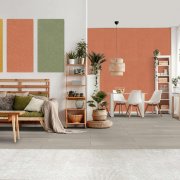 Akustický stěnový panel oranžový, pomerančový filc, materiál rPET-plsť, rozměr 104 x 52 cm z kolekce Modular Wall A.S. Création - DD136741