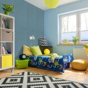 Akustický stěnový panel filc ve modré barvě, materiál rPET-plsť, rozměr 104 x 52 cm z kolekce Modular Wall A.S. Création - DD136744