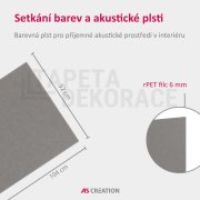Akustický stěnový panel filc ve modré barvě, materiál rPET-plsť, rozměr 104 x 52 cm z kolekce Modular Wall A.S. Création - DD136744