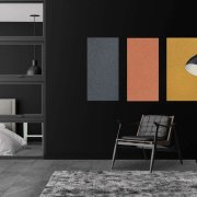 Akustický stěnový panel filc v temně šedé barvě, odstín Urban Grey, materiál rPET-plsť, rozměr 104 x 52 cm z kolekce Modular Wall A.S. Création - DD136749