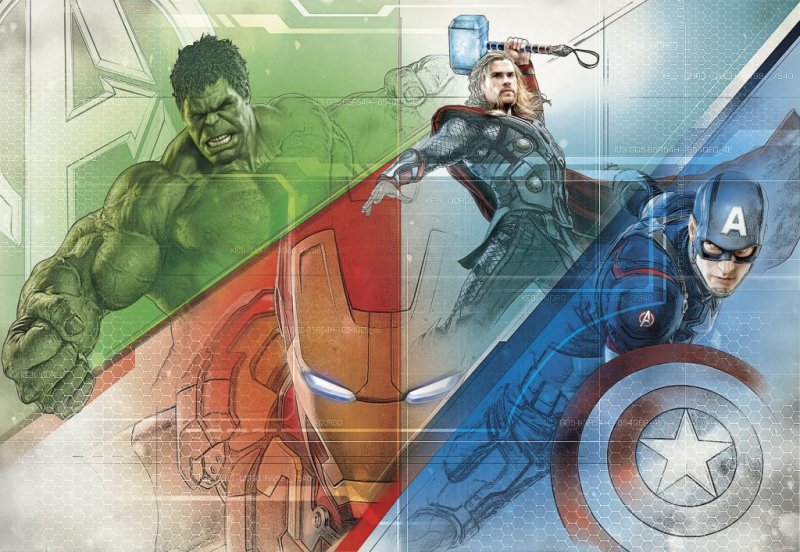 Papírová fototapeta na zeď 8 dílná Avengers Grafika 8-456 / Fototapety Avengers Graphic Art (368 x 254 cm) Komar