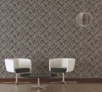 Moderní grafická vliesová tapeta, mozaika s motivem dřeva, kombinace hnědé a šedé barvy