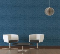 Vliesová tapeta cihlová stěna modrá, moderní vintage styl, retro