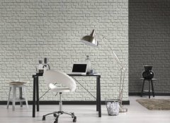 Bílé cihly - vliesová tapeta cihlová stěna bílá, kombinace barev šedé a bílé, moderní vintage styl, retro, imitace cihel