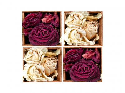 Korková podložka na stůl KP203 růže, vintage / Korkové podložky, prostírání set 4 ks (10,5 x 10,5 cm) HCS deco