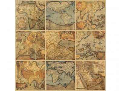 Korková podložka na stůl KP107 staré mapy / Korkové podložky, prostírání (25 x 25 cm) HCS deco