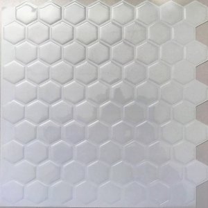 3D samolepící mozaika bílá, hexagon (30 x 30 cm) / silikonové samolepky mozaiky PAVEMOSA